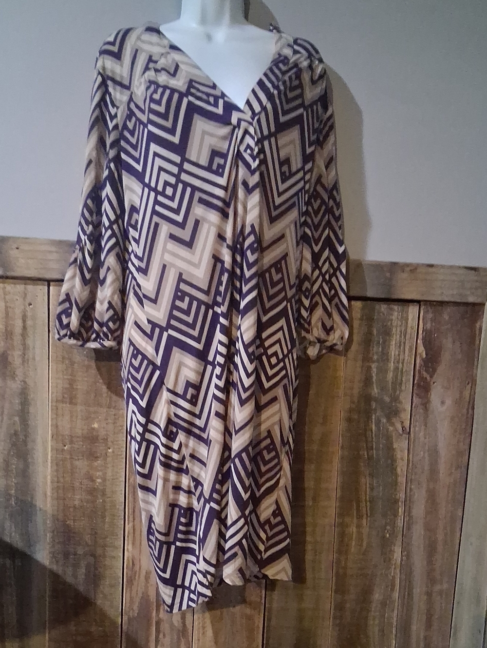 Banana Republic Geometric Long-Sleeve Tunic in Beige and Navy